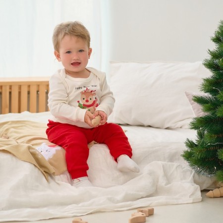 Set: jumper and pants crumb I am "New Year's animals", height 74-80 cm, red/white color-1