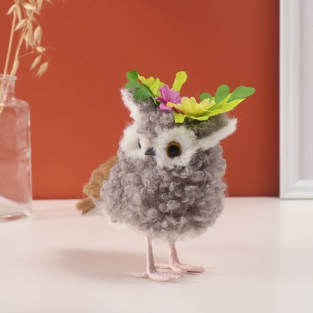 Decor "Curly owl with flowers" 12x9x17 cm-3