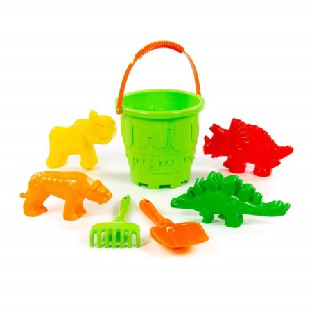 Set for playing in sand No. 527: large bucket, shovel No. 5, robberies No. 5, molds-1