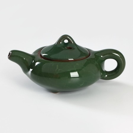 A set for the tea ceremony ceramic "lunar stone", 7 objects: kettle 150 ml, 6 PIAL 50 ml, green color-1