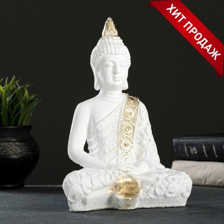 Figure "Buddha Small" 16x9x23cm white-gold