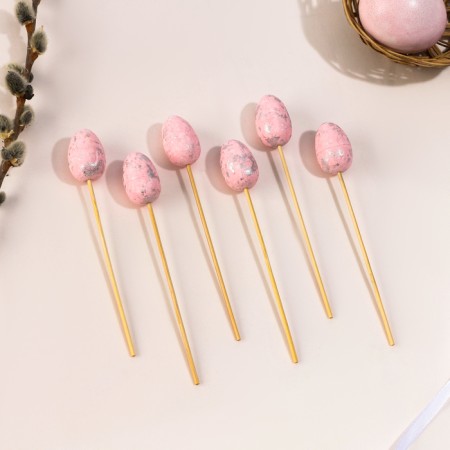 Skewers "Easter egg", pink color, set 6 pcs.-2