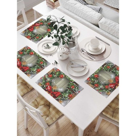 Set of napkins for setting the table "New Year's bells", rectangular, size 32x46 cm, 4 pcs