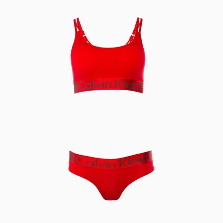 Female set (top with thin straps, panties), red mix, size 46-48-11