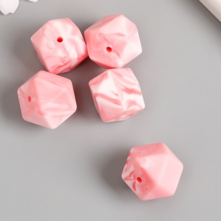 Busina silicone "polyhedron" pink jade d = 1.7 cm-1