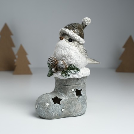 Souvenir Polystone Light "Vorostyki in a cap sits on the New Year's boot" Gray 7.6x9.5x15 cm 103258-3