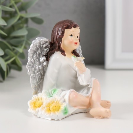 Souvenir Polystone "Girl Angel in forget -me -nots" MIX 7.5x6.8x6.8 cm-2