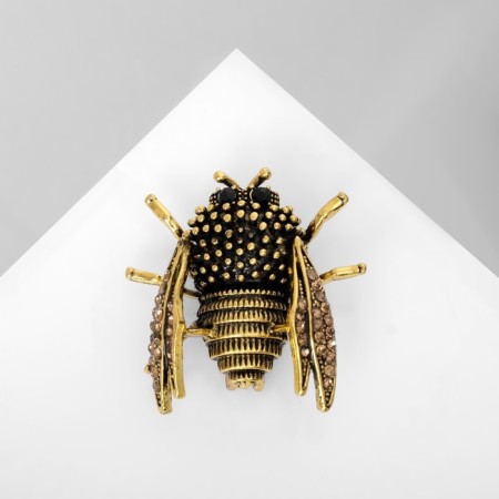 Brooch "Bumblebee", black color in black gold