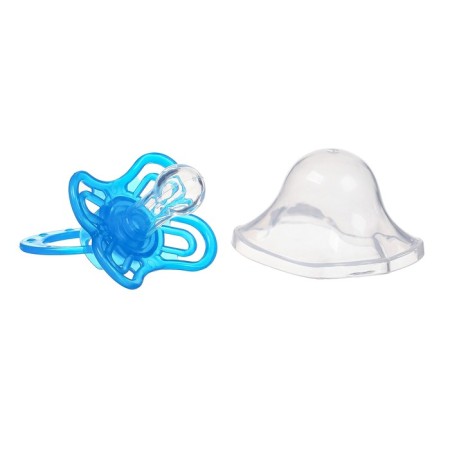 Nipple set - a dummy with a holder, SL, CL +6 months, with a cap "Butterfly", Blue-5