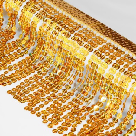 Braid with sequins "fringe", with holography, d = 6 mm, 17 ± 1 cm, 4.5 ± 0.5 m, golden color-1