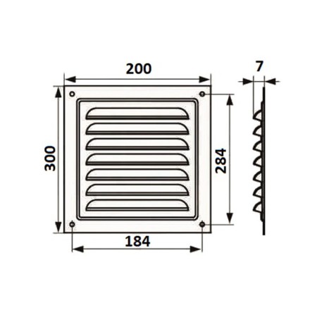 Ventilation grate "Space" RM2030, 200 x 300 mm, with a grid, metal, white-3