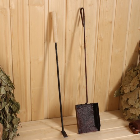 Set of ash and poker with a wooden handle-4