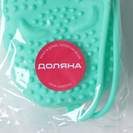 Silicone brush for the body with foam rubber "Mouse", green color-7