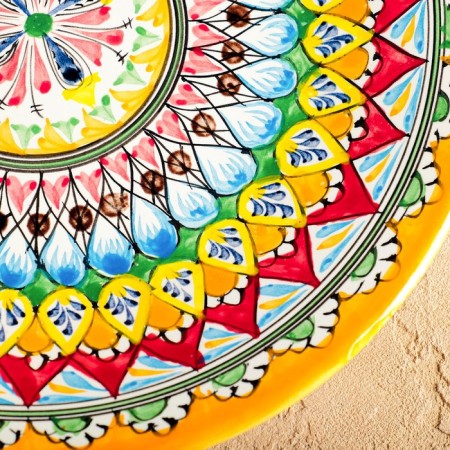 Plant of Rishtan ceramics "Patterns", yellow, flat, 28 cm-2