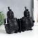 Polystone souvenir "Terracotta warrior with a sword and shield" set 2 pcs black 9x13x20 cm