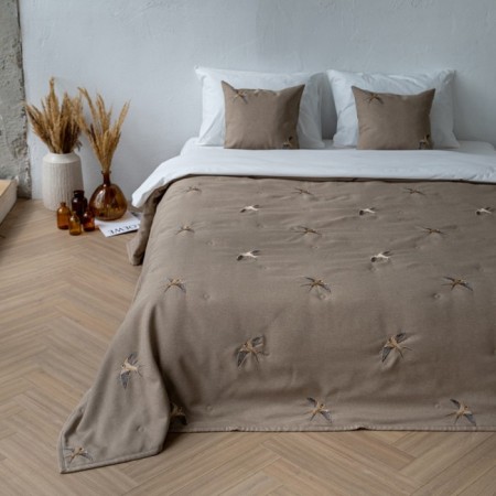 Set: a bedspread with pillowcases "Mary", size 230x250 cm, 45x45 cm - 2 pcs, color beige -brown-3
