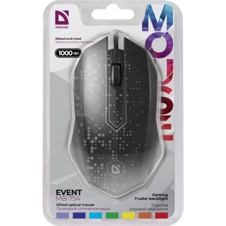 Mouse Defender Event MB-754, wired, optical, 1000 dpi, USB, black-9
