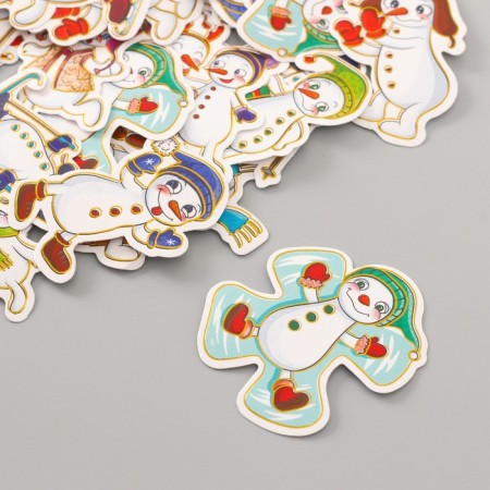Stickers for creativity "Snowmen-iltus" embossing gold set 48 pcs 9x7x0.8 cm-3