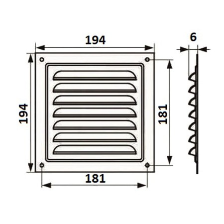 Ventilation grate Zein Lux RM1919C, 190 x 190 mm, with a grid, metal, galvanizing-6