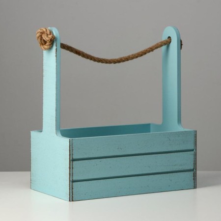 Wooden Kashpo 25.5 × 15 × 30 cm "Provence", pen Kanat, gray-blue-1