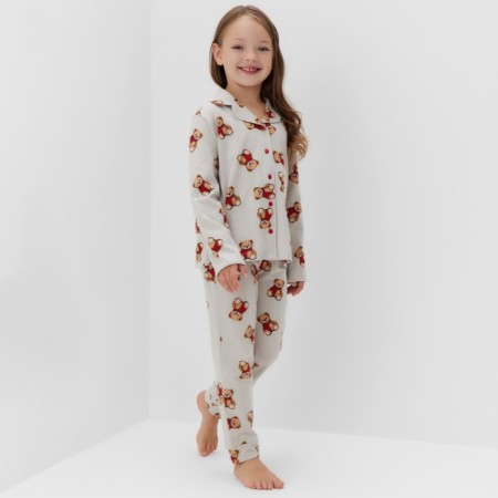 Новый год. Пижама детская (рубашка и брюки) KAFTAN "Мишка в шарфе" р.28 (86-92)-4