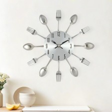 Wall clock, series: kitchen, “cutlery”, discrete move, d-31 cm, dial 13.5 cm