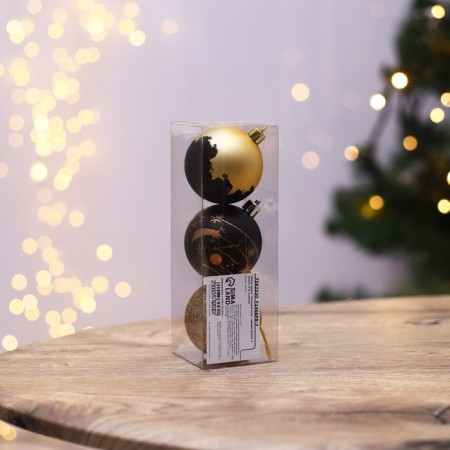 Christmas balls New Year's "Milky Way", for the New Year, plastic, d = 6, 3 pcs., Black gold-5