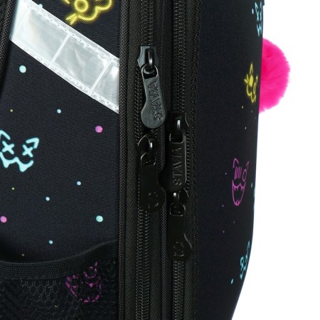 School backpack 38 x 30 x 16 cm, ergonomic back, Stavia "Neon", black-9