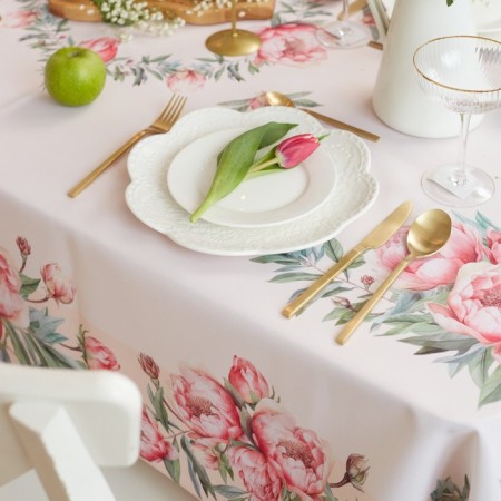 Скатерть Доляна Рeonies flowers 145*215 +/- 3 см, 100% п/э-3