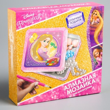 Diamond mosaic on a box, 14x14 cm, princesses-4