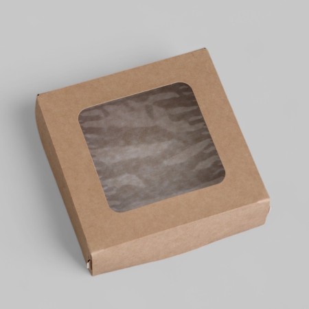 The box is folding, with a window, craft, 11.5 x 11.5 x 4 cm-2