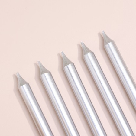 Set of candles for the Cake "Spark", 12 pcs, 8 cm, silver metallic-2
