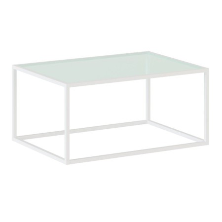 Table Journal loft with glass, 941x488x488, white muar/glass colorless-1