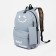 A backpack with a zipper, 3 outer pockets, wallet, gray color