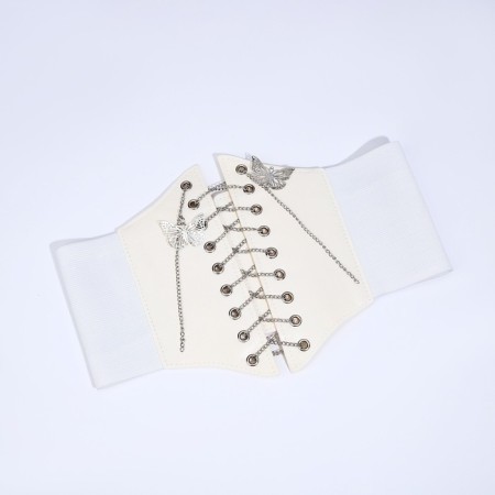 Women's belt, width 12 cm, on Velcro, white color-5