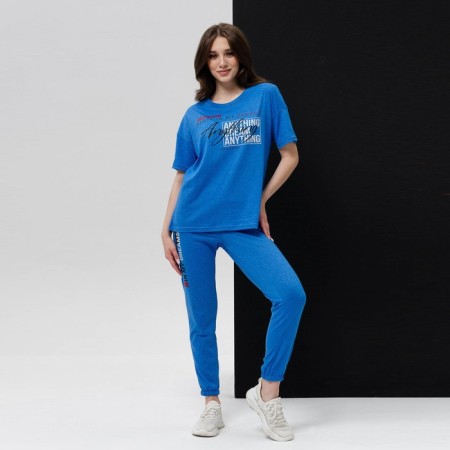 Female set (T -shirt/pants), blue color, size 52-1