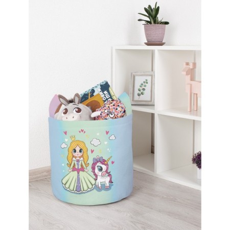 Basket for toys "Princess and unicorn, size 35x35 cm