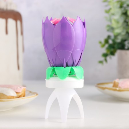 Candle for the cake musical "Tulip", spinning, purple, 14.5 × 6 cm-4