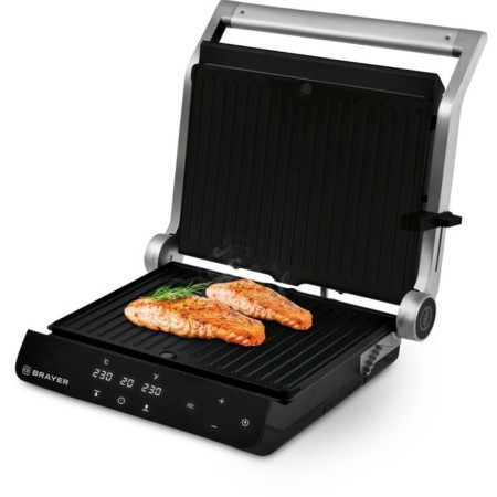 Electric grill Brayer 2008br, anti -stick coating, 33x24.5 cm, silver