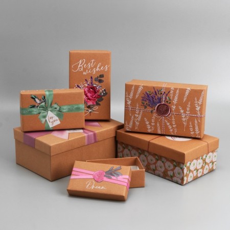 A set of boxes 6 in 1, gift packaging, “eco”, 12 x 7 x 4 - 22 x 14 x 8.5 cm-1