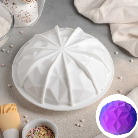 Form for mousse desserts and baking konfinetta "Crystal", silicone, 19 × 9.8 cm, white color