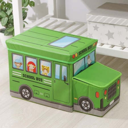 Stellyer box for storage with a lid of the school bus, 55 × 26 × 32 cm, 2 compartments, color green-10