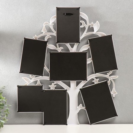 Photo frame plastic in 7 photos 10x10 cm, 10x15 cm, 13x18 cm "tree" white 45x53x2 cm-2