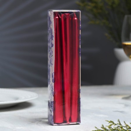 A set of antique candles, 1.9x 20 cm, 6 pieces, ruby ​​metallic-2
