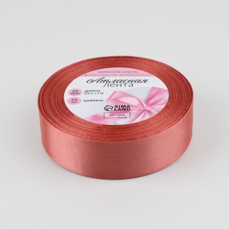 Satin tape, 25 mm × 23 ± 1 m, color Pink Antik No. 102-1