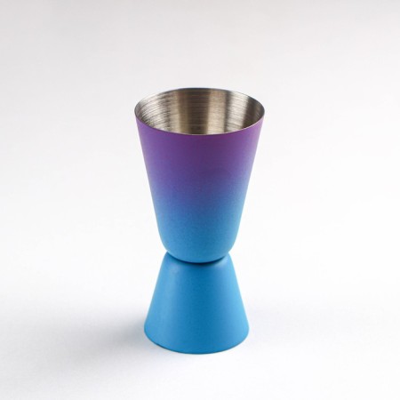 Jigger Flume, 20/40 ml, stainless steel, blue-violet color