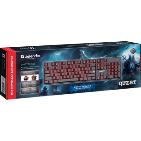 The keyboard Defender Quest GK-596, game, wired, fur, backlight, 104 keys, USB, black-3