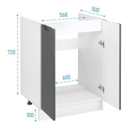 Floor cabinet 600 for Helga washing, 600x500x824, white/olive Soft MDF-1