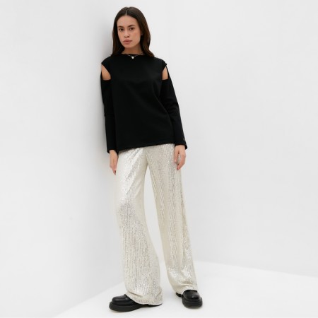 Jumper (longshit) with open shoulders of the river. 44 black-1