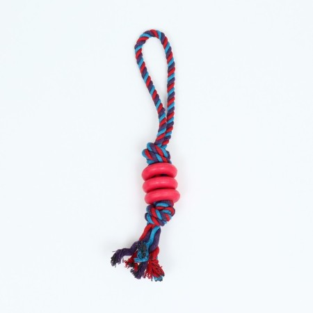 Cable toy "Knot with rings", up to 90 g, mix of flowers-1